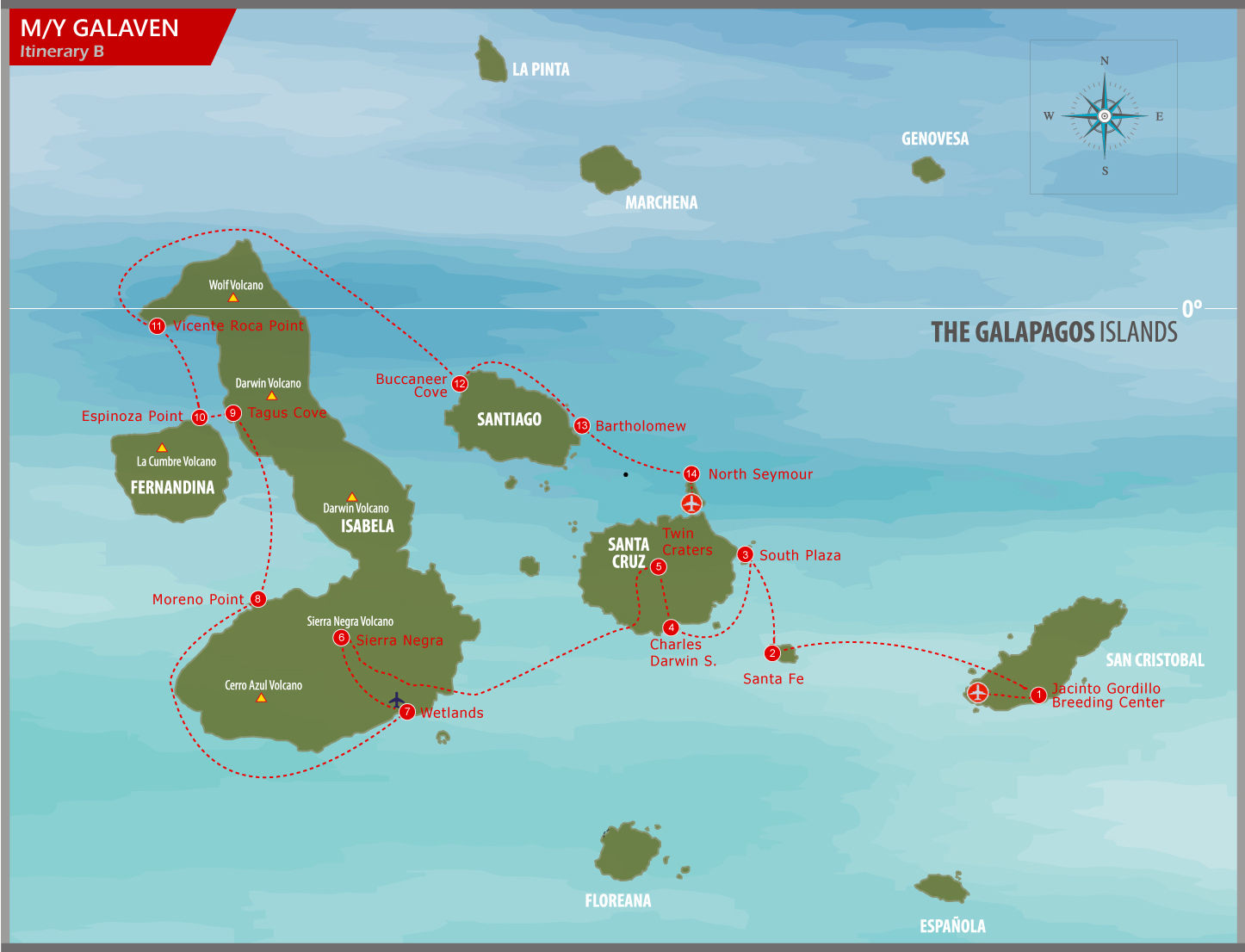 Galaven Galapagos Cruise Itineraries - Islands & Expeditions